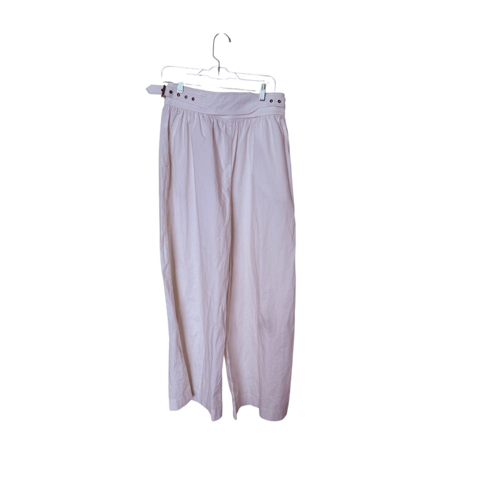 Unsubscribed Wide Leg Belted Cream Linen Pants Women Size 10